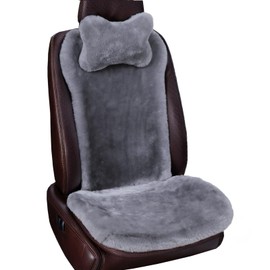 OGLAND Fluffy Fuzzy Soft Comy Fur Sheepskin Car Seat Cover for Universal Seat Cushion Accessories Automobiles (3 Pack Front, Misty Gray)