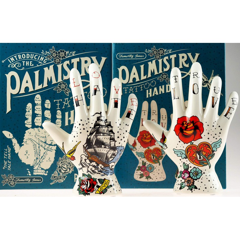 Temerity Jones Set Of 2 Palmistry Tattoo Hand Decorative Ornaments