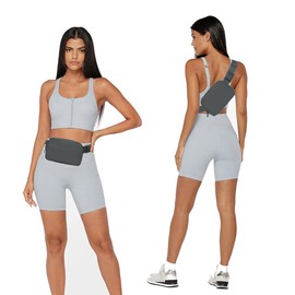 Fanny Belt Bag Waist Pack Crossbody Bags Bum Bag for Running Hiking Travel Workout Adjustable Strap for Women, dark grey, Small