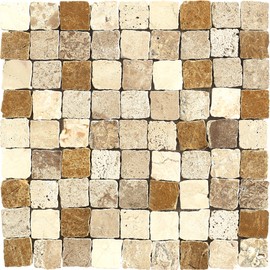 Simple Tile - Marble Mosaic Tile for Kitchen Backsplash, Bath Showroom Floor, Etc, Rabat Collection, Square with Rough Edge, 12"X12"X3/8", Tumbled (Sample 6"X6", MM 1103 - Barrio)