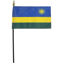 Rwanda - 4 in x 6 in World Stick Flag