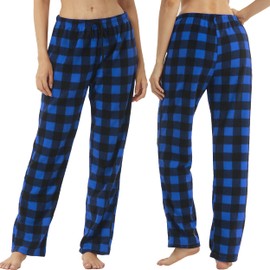 2 Pack Women Pajama Pants Fleece Plaid Pajamas Bottom Soft Comfy Sleep Lounge Pj Pants