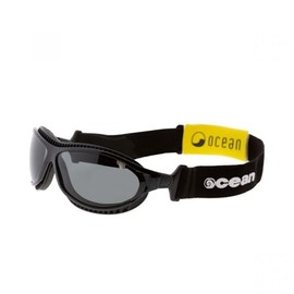 Ocean OCN-12200-1 Floating Sunglasses, Goggle Shape, UV Protection, Impact Resistant Coated Lens, Recycled Material, Shiny Black (Polarized Smoke Lenses)