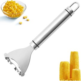 Silvery Fast Corn Cob Separator, Stainless Steel Corn Peeler for Corn on the, Multifunctional Corn Stripper for Corn on the Cob Remover Tool Corn Cob Stripper Corn Kernel Remover Tool Peelers