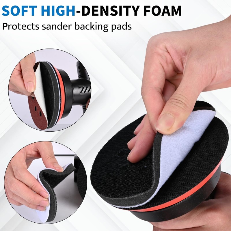 POTUINOM 5 Inch 8 Holes Foam Sanding Pads 2 Pack