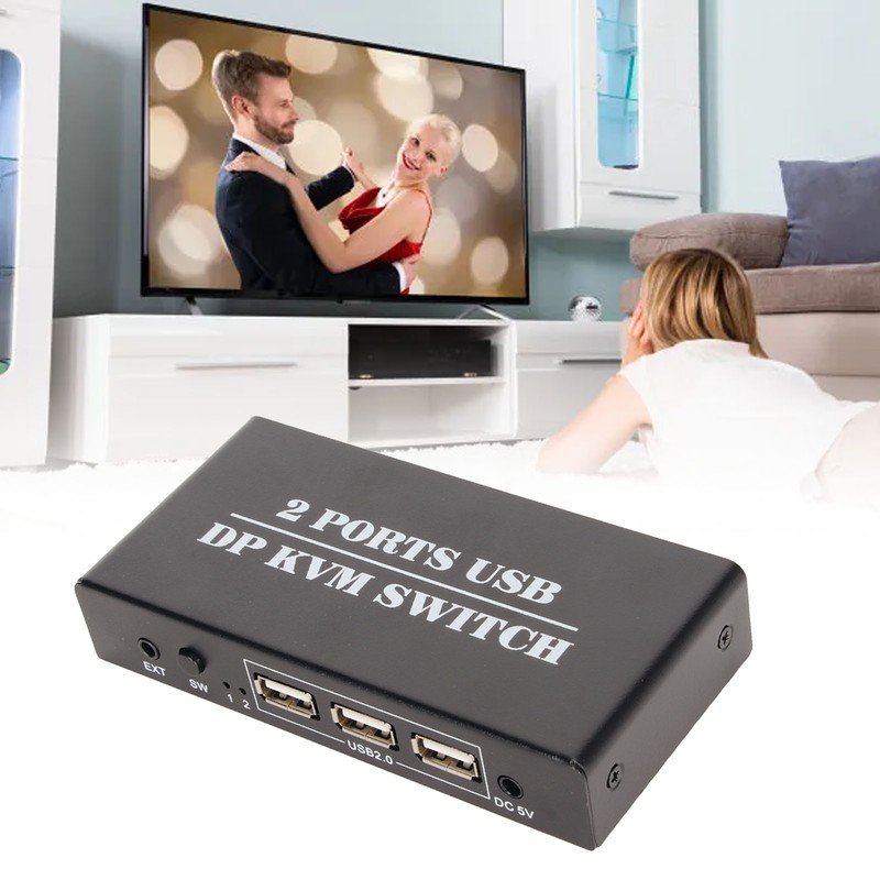 DisplayPort KVM Switch 2 Ports 4K 60Hz Dual Mode Aluminum