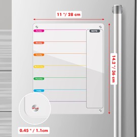 Kamehame Magnetic Weekly Planner Board for Fridge 14.2"x11" Acrylic Dry Erase Board Clear Refrigerator Whiteboard