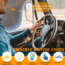 Side Window Sun Shade for Semi Truck Freightliner Cascadia Volvo VNL International Trucks, UV Protection & Anti-Glare Window Shades, 23.4”×19.4“ Truck Windshield Windows Shades with Suction Cup