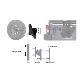 Extreme Max 5001.5797 Spare Tire Relocation Bracket for 2007-2018 Jeep Wrangler JK Models,Black