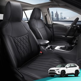 FEINEPRO RAV4 Seat Covers - Custom Fit Seat Covers for Toyota RAV4 2019-2025 Hybrid XLE LE Limited XLE Premium (Not for XSE/SE Hybrid) - Leather RAV 4 Seat Cover Full Set Waterproof - Black