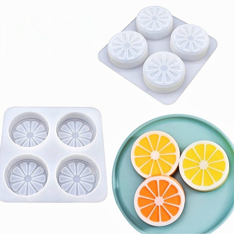 DD-life 2 Pcs 4 Cavity Lemon Slice Silicone Molds Orange