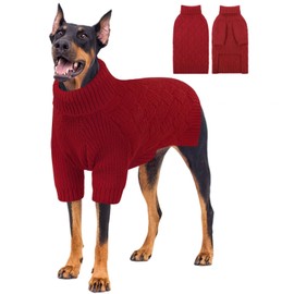 KOESON XXL Dog Sweater for Large Dogs, Extra Large Dog Christmas Sweater, Thick Warm Xmas Sweaters for Big Dogs, Pet Winter Apparel for Labrador, Golden Retriever, Doberman, Pitbull, Red, XXLarge