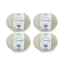 Troyarn Wool 125 (4- Skeins Pack) 100% Superwash Merino Fine Wool Light Worsted Weight #3 Soft Knitting and Crochet Yarn for Crocheting and Knitting (4 x 1.76 oz) / (4 x 125 Yds) (10902 - Cream)