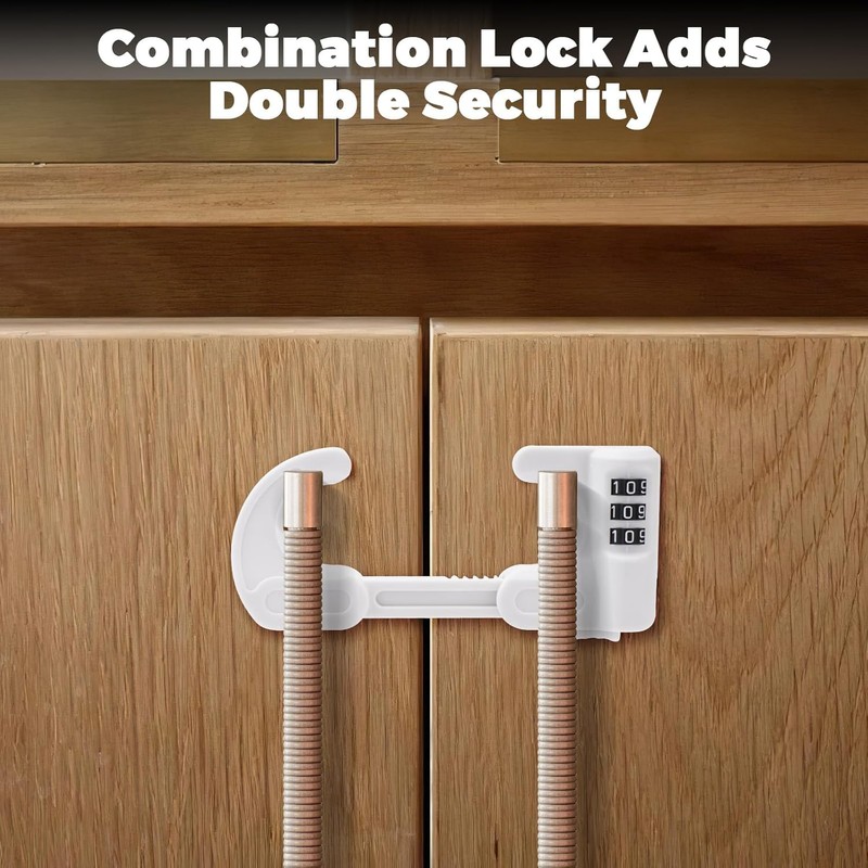 4 Pack U-Shaped Cabinet Locks with Combination Baby Proofing Cabinet