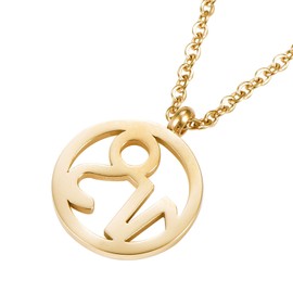 Morella Necklace Ladies' Zodiac Sign Stainless Steel Gold in Velvet Bag, Stainless Steel