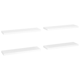 Udorich Floating Wall Shelves Set of 4, Invisible Mounting System, 35.4" x 9.3" x 1.5", Durable MDF and Metal, White
