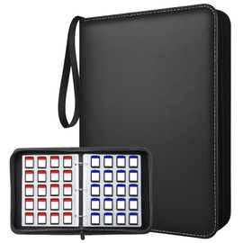 ANIXITECH 300 Slots Game Card Holder Binder for Animal Crossing ACNH, Mini Cards Storage Organizer with Sleeves Compatible with PS Vita SD Memory Cards, Portable Card Album Binder (Black)