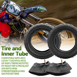 90/65-6.5 110/50-6.5" Front Rear Tire and Inner Tube Compatible with 49cc Lucky 7 Cag MTA1 MTA2 GP-RSR X-Treme MotoTec Fit Right FRP X-PRO Blast SYX MOTO Apex XtremepowerUS Mini Gas Pocket Bike