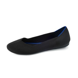 Rothy's The Flat Women's Slip-On Shoes, Classic Flats, Black, Made from Recycled Plastic Bottles & Machine Washable, Size 9.5