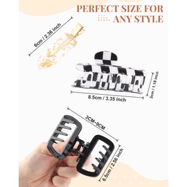 Molans 4pcs Hair claw clips Set for women - Medium Grid Jaw Clips, Non-slip Square ransparent Hair Clips, and 2pcs No Bend No Crease Hairpins