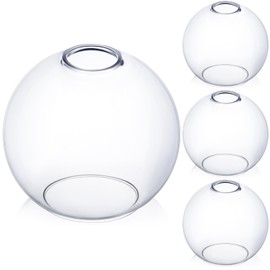 Glooglitter 4 Pack Fixture Replacement Globe Shade 8 Inch Diameter E26 Base 1-5/8 Inch Fitter Round Glass Globe Lampshade Cover for Pendant Wall Sconce Chandelier Vanity Light (Clear)
