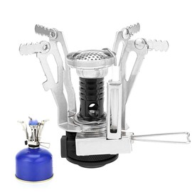 UPIQNG Mini Gas Stove Outdoor Gas Stove Portable Lightweight Cooking Stove Piezo Ignition Gas Stove with Case,Small Backpack Stove for Camping Hiking Travel (Black)