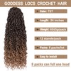 COOKOO 24 Inch Curly Goddess Locs Crochet Hair 8 PCS