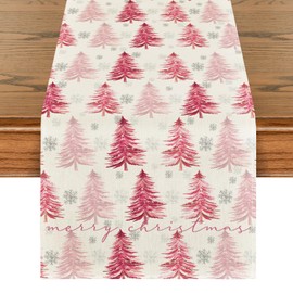 Christmas Trees Table Runner Home Party Decor 13x120 Inch