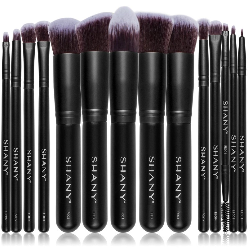 SHANY Makeup Brushes - Black Bombshell - 14-Piece Brush Set