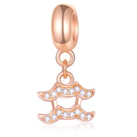 GLOWDAS Zodiac Charms Fit European Charm Bracelet - Rose Gold 925 Sterling Silver Necklace Pendant, 12 Horoscope Constellation Dangle CZ Beads, Birthday Gifts for Women/Men, Sterling Silver Rose Gold