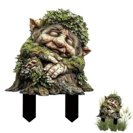 CHIHOLEN 2D Green Grass Troll Garden Stake, Garden Decoration for Outdoors, Acrylic Garden Figures for Outdoor Weatherproof Garden Sculptures, Flower Pot Garden Accessories for Yard, Garden, Lawn