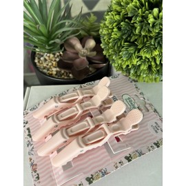 THE VINTAGE COSMETIC COMPANY PINK SECTIONING HAIR CLIPS 4 PACK - 4 1/2" LONG