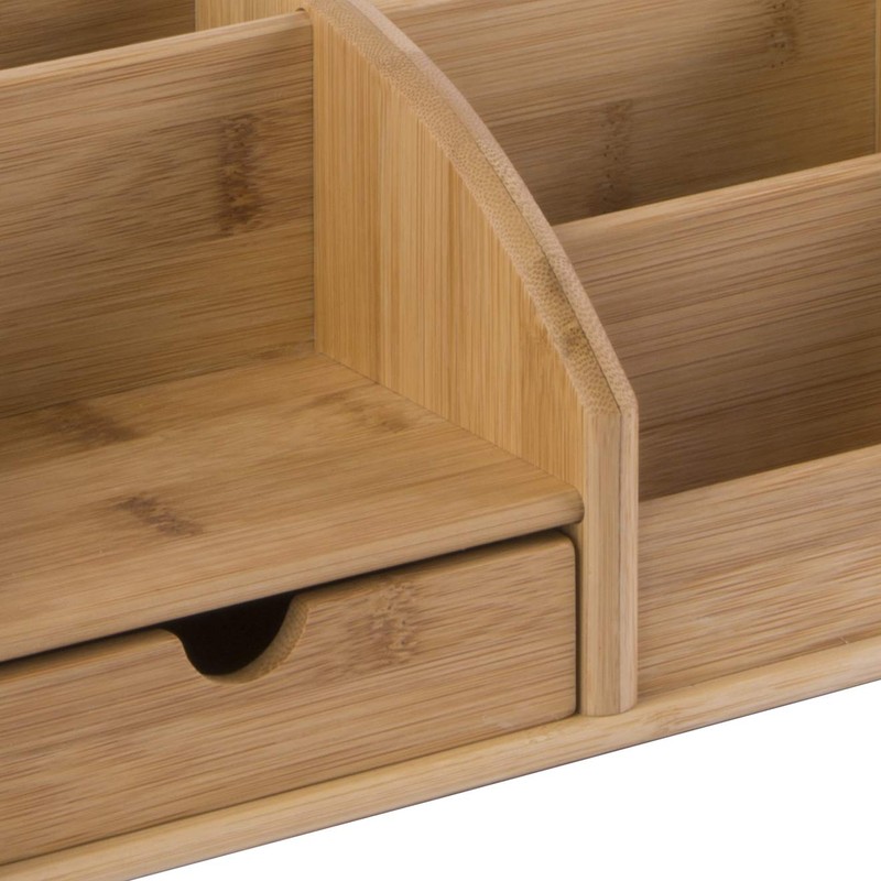 OSCO Bamboo Desk Organiser | 6 Compartments | 1 Drawer