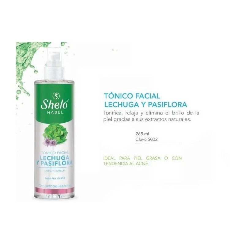 Tónico Facial Astringente Lechuga Pasiflora + Agua De Rosas Grasa