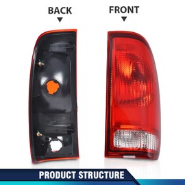 PIT66 Tail Lights Lamp Pair w/o Bulbs Compatible with Ford F150 Stepside 1997-2004/ Fit Ford F250 F350 F450 F550 Super Duty 1999-2007 FO2801208, FO2800208 Rear Tail Light Assembly