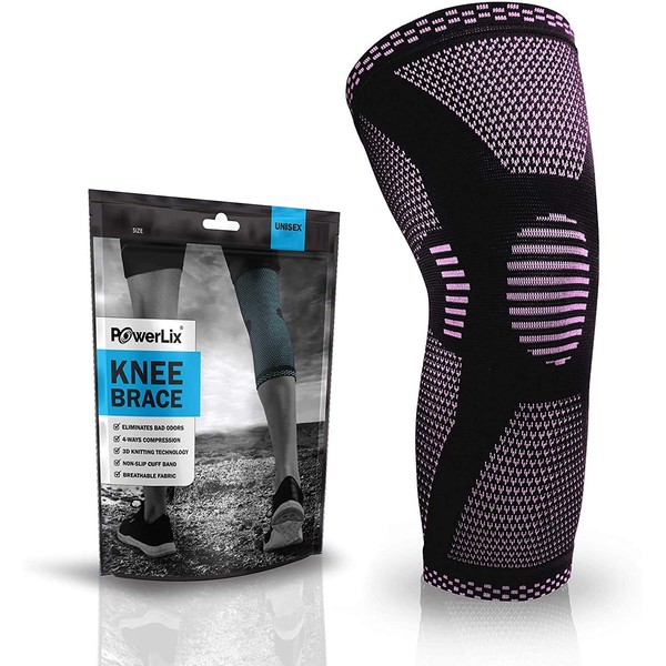POWERLIX Knee Compression Sleeve - Best Knee Brace for Knee Pain for Men & Women â Knee Support for Running, Basketball, Weightlifting, Gym, Workout, Sports âPlease Check Sizing Chart