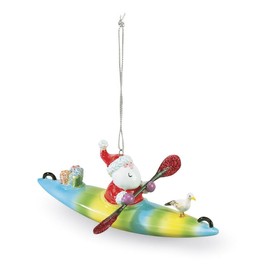 Cape Shore Santa on a Kayak Resin Christmas Ornament