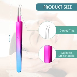 3 pinzas para puntos negros y acné, herramienta extractora de manchas de acero inoxidable para eliminar puntos negros, acné, espinillas, curvas, espinillas, espinillas y espinillas, herramientas para eliminar puntos negros (arco iris)