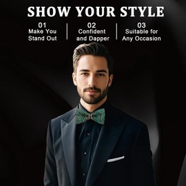 GHTIYLP Mens Rhinestone Bow Tie Pre-Tied Bow Ties for Men Adjustable Sparkle Sequin Bowtie Party Wedding (Emerald Green)