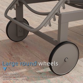 Shintenchi Outdoor Chaise Lounge Chair Set of 2,Aluminum Lounge Chair with 5 Adjustable Position,Waterproof Easy Assembly Pool Chairs with Wheels for Patio, Beach, Yard, Pool,Khaki