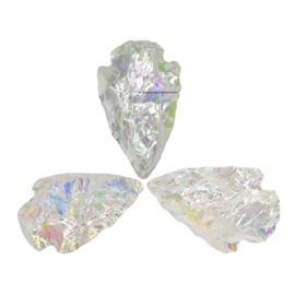 Amazing Gemstone 3 Pieces Angel Aura Quartz Arrowhead, Crystal and Healing Stone Flint Rock Arrow Head - 1" to 1.5" Arrowheads for DIY Project Craft Point Jewelry Making
