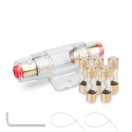 Innfeeltech Pack of 5 Gold-Plated Glass 50A AGU Fuse for Automotive Audio Power Supply Safety with 1 Piece Gold-Plated In-line AGU Fuse Holder
