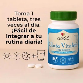 Ga Tlali – Gluta Vitalité Ácido Glutámico 90 Cápsulas – Con Vitaminas B12, B9 y C – Suplemento Vegano – Libre de Gluten y Lactosa – Bienestar Diario
