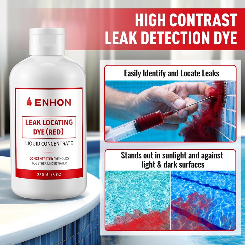 Enhon Pool Leak Locator Dye Kit – 8 oz Red
