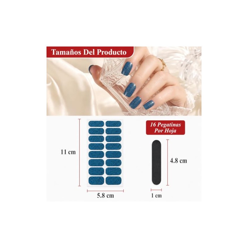 128Pcs de Tiras de Uñas de Color Sólido Pegatinas Autoadhesiva