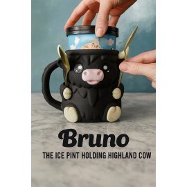 SWDesign Lolli Moo Ice Cream Pint Holder – Gradient Highland Cow with Spoon Slots