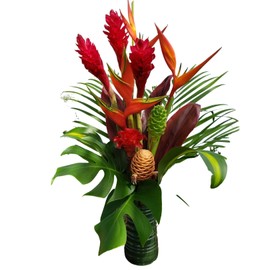Large Hawaiian Tropical Fresh Flower Arrangement - GROWN IN HANA, HAWAII TO ORGANIC STANDARDS - Includes Bold Tropical Flowers & Greenery - A Total of 20 Stems!