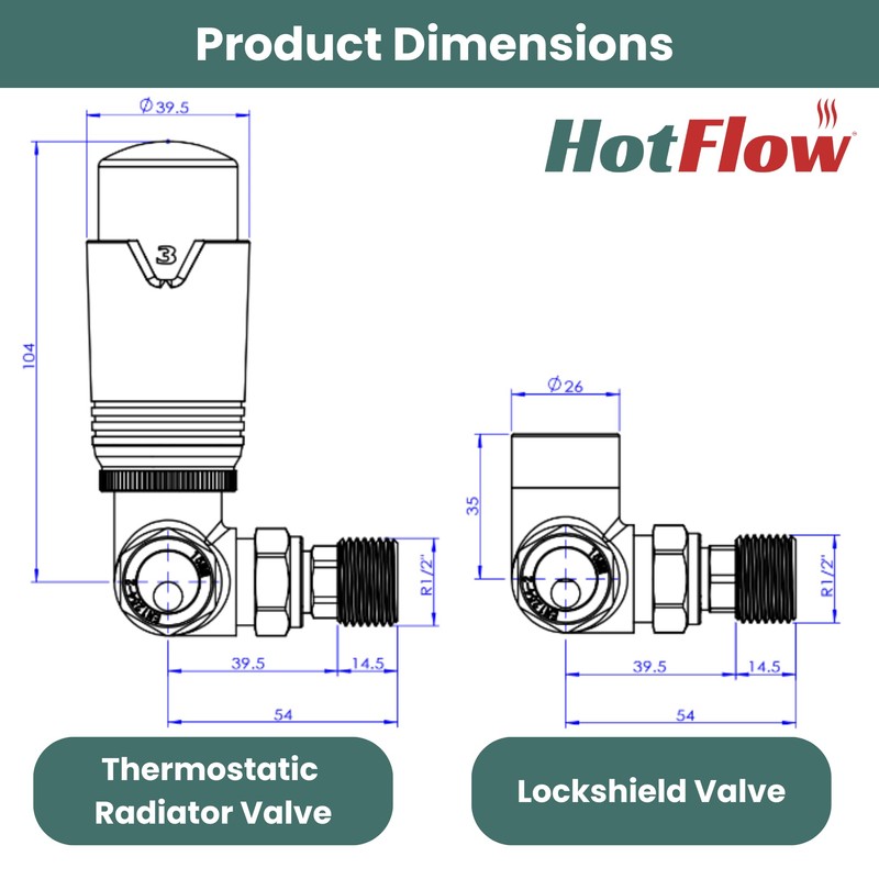 Hot Flow All White Marella 3 Modern Thermostatic Radiator Valve