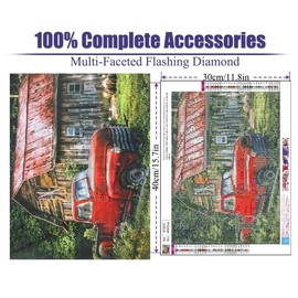 BOHADIY Diamond Painting Kits for Adults - Red Truck Diamond Art Kits for Adults Beginner, DIY Full Drill House Diamond Dots Paintings with Diamonds 5D Gem Art and Crafts Home Wall Decor 12x16inch