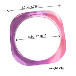 Zhang shine Resin Bangle Bracelet for Women - Colorful Pink Blue Transparent Irregular Geometric Round Square Acrylic Wristbands Plate Cuff Bracelet Vintage Wide Plastic Statement Jewelry